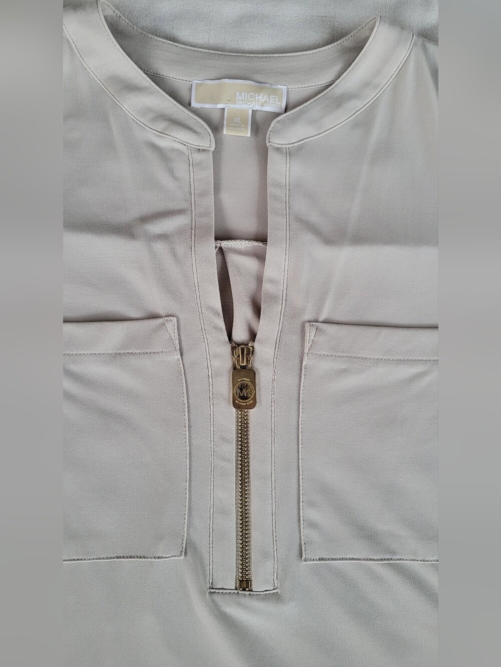 MICHAEL Michael Kors Light Tan Long Sleeve Half Zip Pocket Shirt XL - Picture 5 of 6